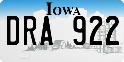 IA license plate DRA922