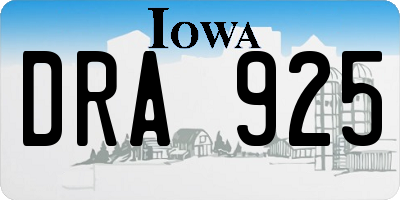 IA license plate DRA925