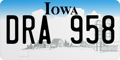 IA license plate DRA958