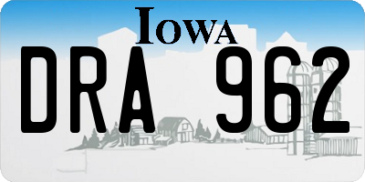 IA license plate DRA962