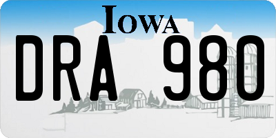 IA license plate DRA980