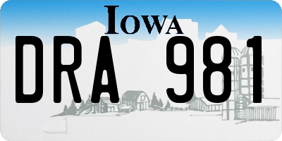 IA license plate DRA981