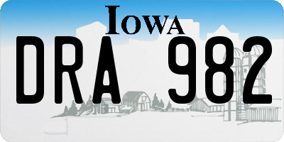 IA license plate DRA982