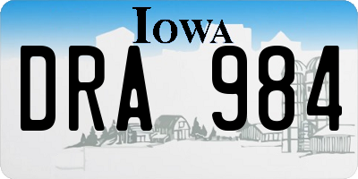 IA license plate DRA984