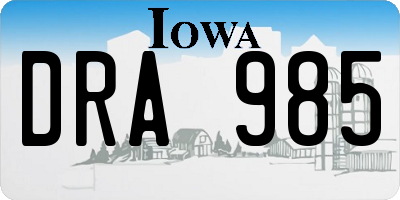IA license plate DRA985