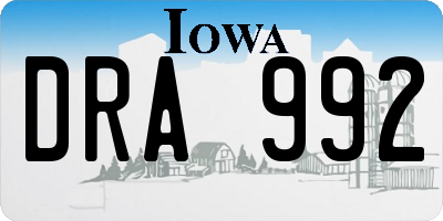 IA license plate DRA992
