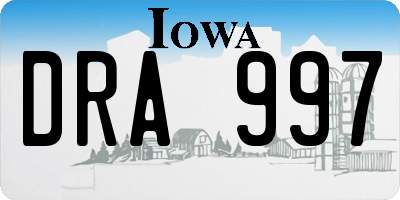 IA license plate DRA997