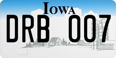 IA license plate DRB007