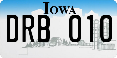 IA license plate DRB010