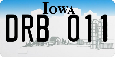 IA license plate DRB011