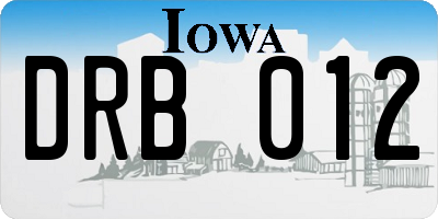 IA license plate DRB012