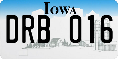 IA license plate DRB016