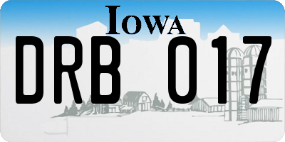 IA license plate DRB017