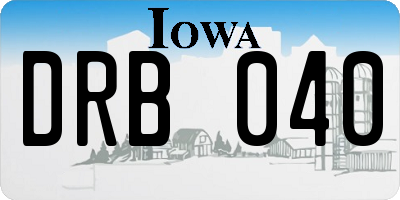 IA license plate DRB040