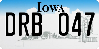 IA license plate DRB047