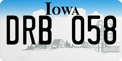 IA license plate DRB058