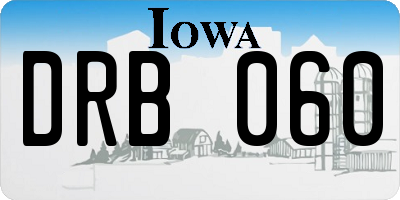 IA license plate DRB060