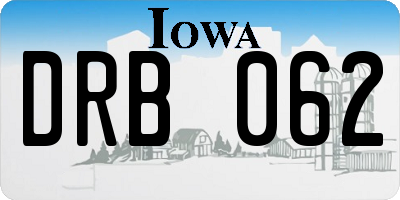 IA license plate DRB062