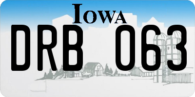 IA license plate DRB063