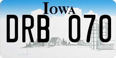 IA license plate DRB070