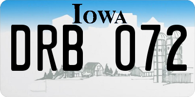 IA license plate DRB072