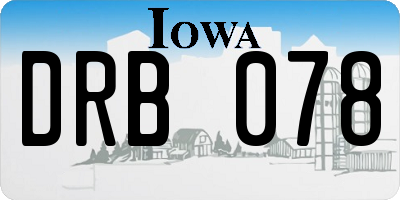 IA license plate DRB078