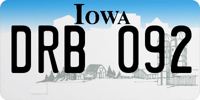 IA license plate DRB092