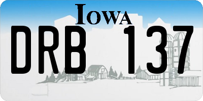 IA license plate DRB137
