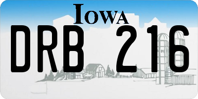 IA license plate DRB216