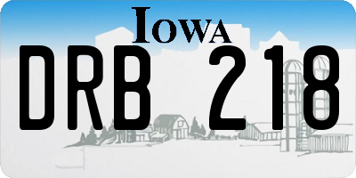 IA license plate DRB218