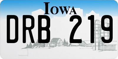 IA license plate DRB219