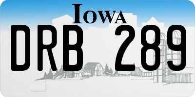 IA license plate DRB289