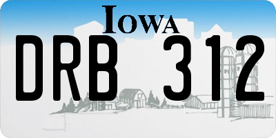 IA license plate DRB312