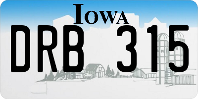 IA license plate DRB315