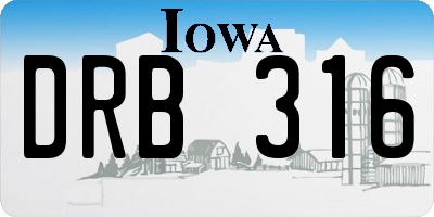 IA license plate DRB316