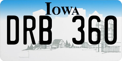 IA license plate DRB360