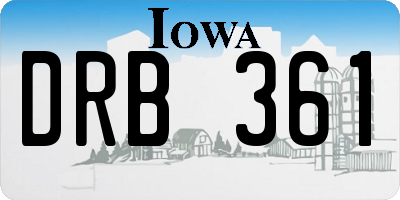 IA license plate DRB361