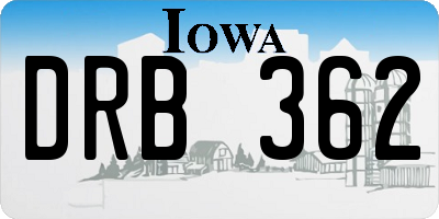 IA license plate DRB362