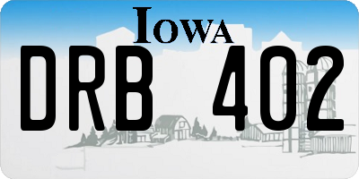 IA license plate DRB402