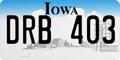 IA license plate DRB403