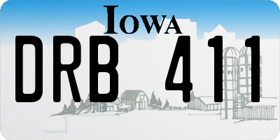 IA license plate DRB411