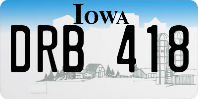 IA license plate DRB418