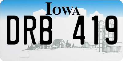IA license plate DRB419