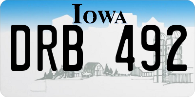 IA license plate DRB492