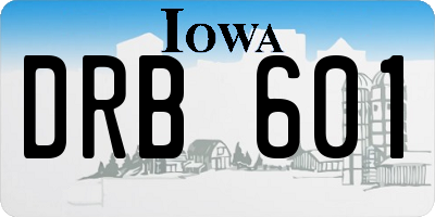 IA license plate DRB601