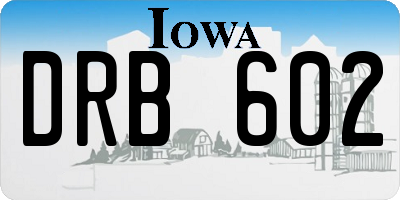 IA license plate DRB602