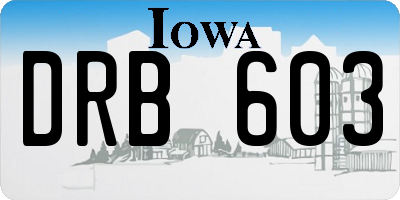 IA license plate DRB603