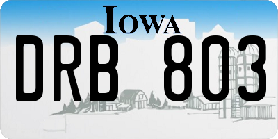 IA license plate DRB803
