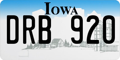 IA license plate DRB920
