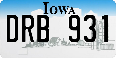 IA license plate DRB931